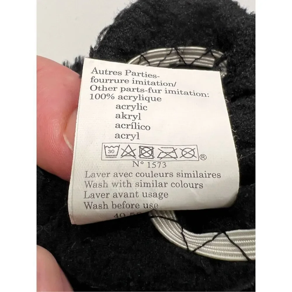 Gemo France Women’s Black Fleece Faux Fur Trim Gloves See Description